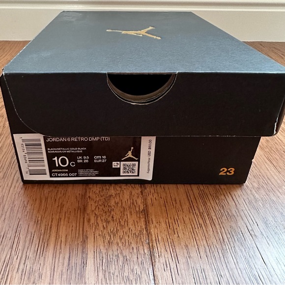 JORDAN 6 RETRO (TD) #CT-4966-007 Black & Metallic Gold/ SIZE 10C *HTF*